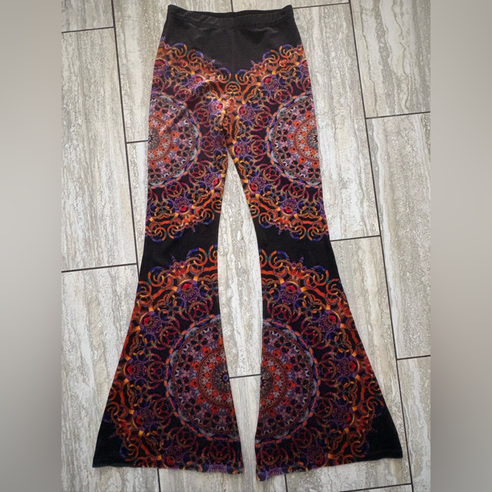 Berated Heart Velvet MEDIUM flared Party Pants Rave Bohemian Mandala Bells